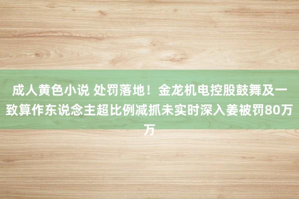 成人黄色小说 处罚落地！金龙机电控股鼓舞及一致算作东说念主超比例减抓未实时深入姜被罚80万