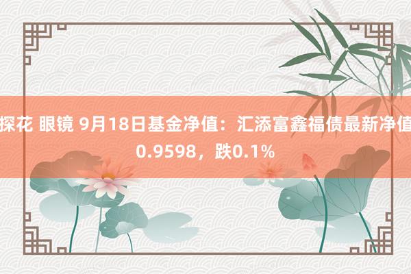 探花 眼镜 9月18日基金净值：汇添富鑫福债最新净值0.9598，跌0.1%