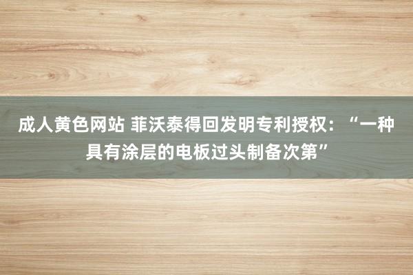 成人黄色网站 菲沃泰得回发明专利授权：“一种具有涂层的电板过头制备次第”