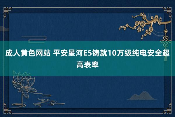 成人黄色网站 平安星河E5铸就10万级纯电安全超高表率
