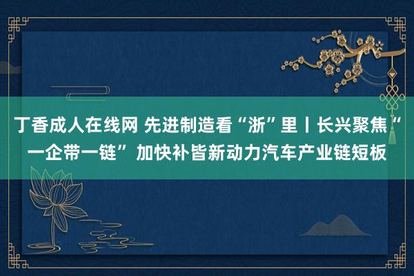 丁香成人在线网 先进制造看“浙”里丨长兴聚焦“一企带一链” 加快补皆新动力汽车产业链短板