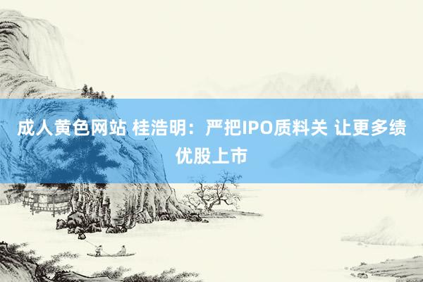 成人黄色网站 桂浩明：严把IPO质料关 让更多绩优股上市