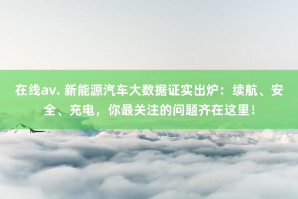 在线av. 新能源汽车大数据证实出炉：续航、安全、充电，你最关注的问题齐在这里！