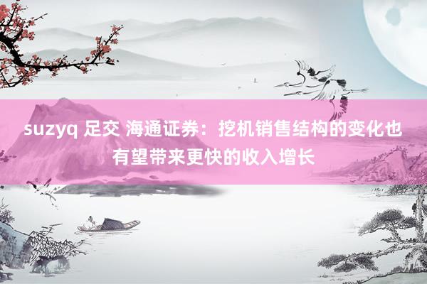 suzyq 足交 海通证券：挖机销售结构的变化也有望带来更快的收入增长