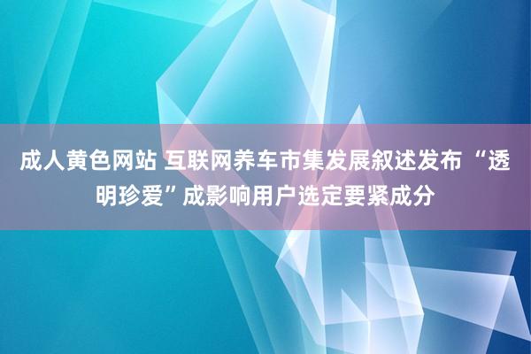 成人黄色网站 互联网养车市集发展叙述发布 “透明珍爱”成影响用户选定要紧成分