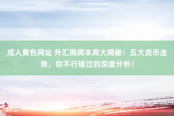 成人黄色网址 外汇阛阓本周大揭秘：五大货币走势，你不行错过的深度分析！