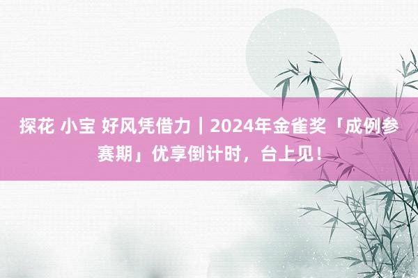 探花 小宝 好风凭借力｜2024年金雀奖「成例参赛期」优享倒计时，台上见！
