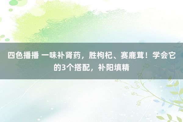 四色播播 一味补肾药，胜枸杞、赛鹿茸！学会它的3个搭配，补阳填精