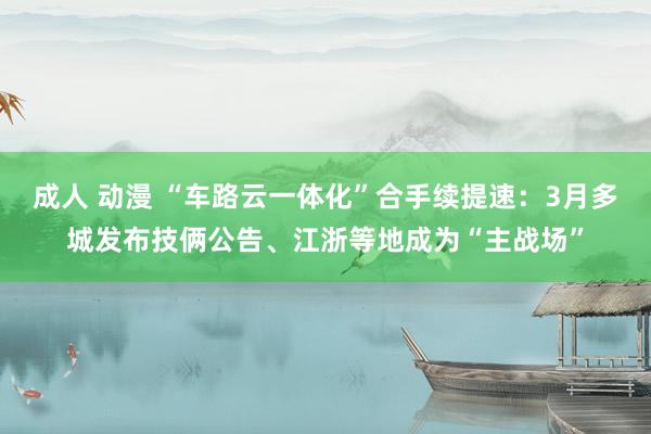 成人 动漫 “车路云一体化”合手续提速：3月多城发布技俩公告、江浙等地成为“主战场”