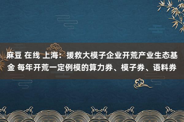 麻豆 在线 上海：援救大模子企业开荒产业生态基金 每年开荒一定例模的算力券、模子券、语料券