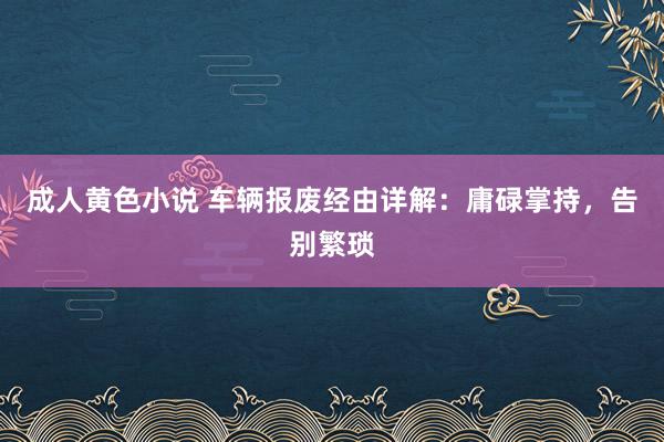 成人黄色小说 车辆报废经由详解：庸碌掌持，告别繁琐
