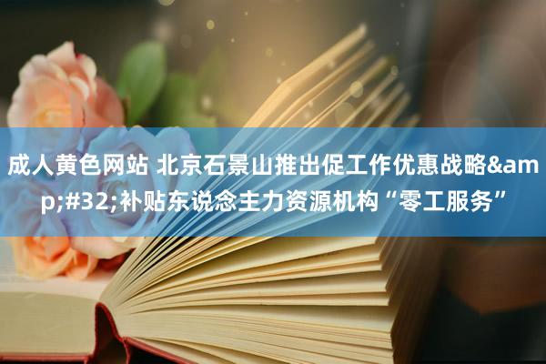 成人黄色网站 北京石景山推出促工作优惠战略&#32;补贴东说念主力资源机构“零工服务”