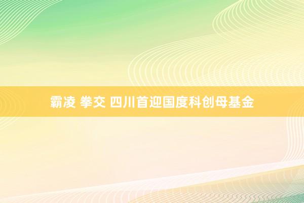 霸凌 拳交 四川首迎国度科创母基金