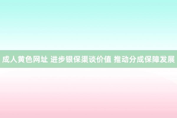 成人黄色网址 进步银保渠谈价值 推动分成保障发展