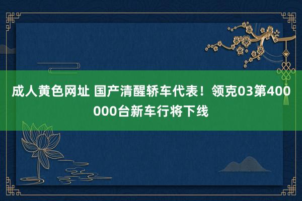 成人黄色网址 国产清醒轿车代表！领克03第400000台新车行将下线