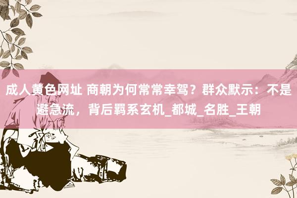 成人黄色网址 商朝为何常常幸驾？群众默示：不是避急流，背后羁系玄机_都城_名胜_王朝