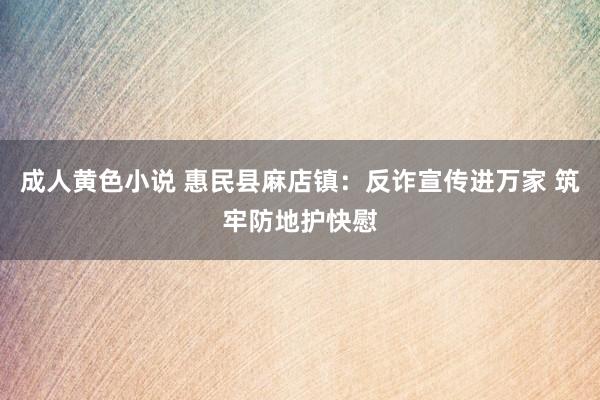 成人黄色小说 惠民县麻店镇：反诈宣传进万家 筑牢防地护快慰