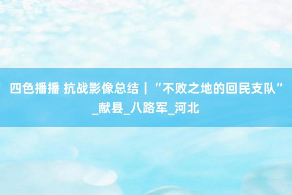 四色播播 抗战影像总结｜“不败之地的回民支队”_献县_八路军_河北