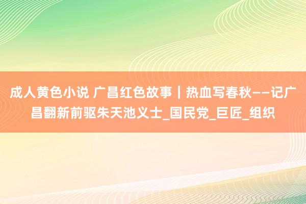 成人黄色小说 广昌红色故事｜热血写春秋——记广昌翻新前驱朱天池义士_国民党_巨匠_组织
