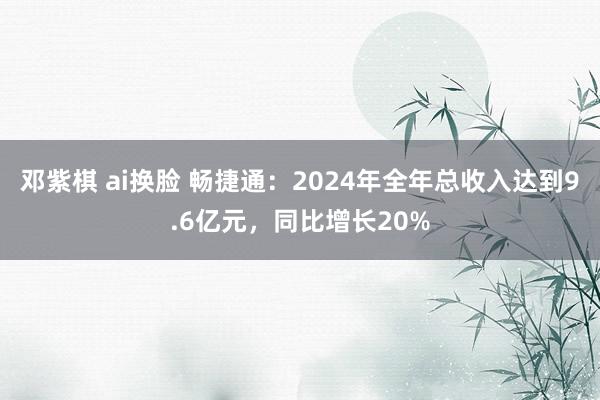 邓紫棋 ai换脸 畅捷通：2024年全年总收入达到9.6亿元，同比增长20%