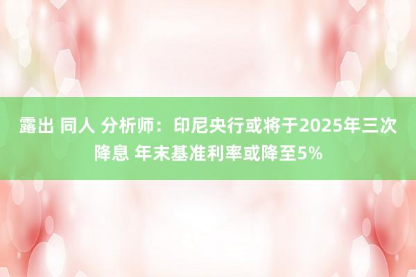 露出 同人 分析师：印尼央行或将于2025年三次降息 年末基准利率或降至5%