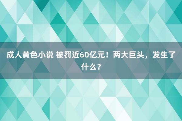成人黄色小说 被罚近60亿元！两大巨头，发生了什么？